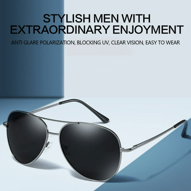 Polarized Sunglasses for Men Changing Color Lens Anti Glare Shades for Cycling and Driving Black