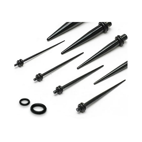 Black Titanium 0G (8MM) Tapers / Hangers / Stretcher's 2 Pieces (1 Pair) (B/2/3/57)