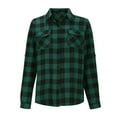 thumbnail image 3 of Women's Plaid Flannel Shirt Long Sleeve Button Down Collared Blouse Lightweight Soft Brushed Cotton Top for Fall Casual Work or Layered Outfits, 3 of 5