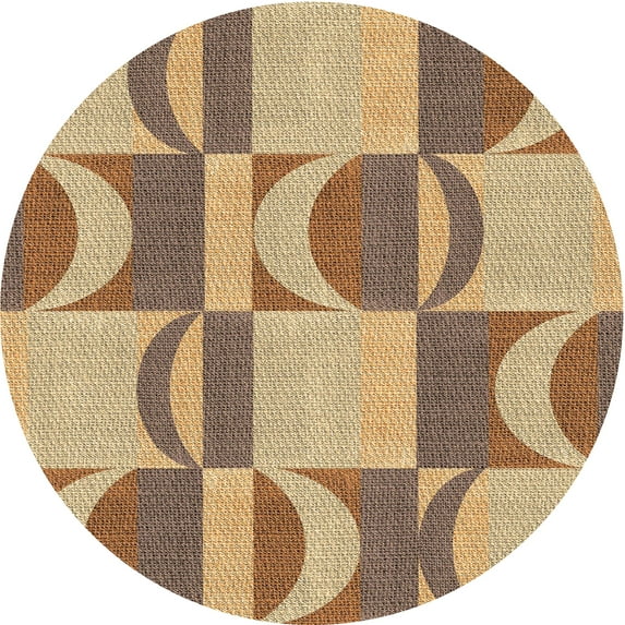 Ahgly Company Machine Washable Indoor Round Transitional Sienna Brown Area Rugs, 8' Round