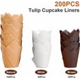 thumbnail image 2 of Wattne 200pcs Tulip Cupcake Liners, Premium Muffin Liners Holders for Baking Cups, Greaseproof Cupcake Wrappers in Standard Size, Classic Parchment Paper Cupcake Liners for Party, Christmas, 2 of 6