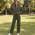 thumbnail image 5 of Women's 2 Piece Lounge Set Pleated Crewneck Top and Wide Leg Pants Relaxed Casual Fleece Travel Matching Outfit, 5 of 7