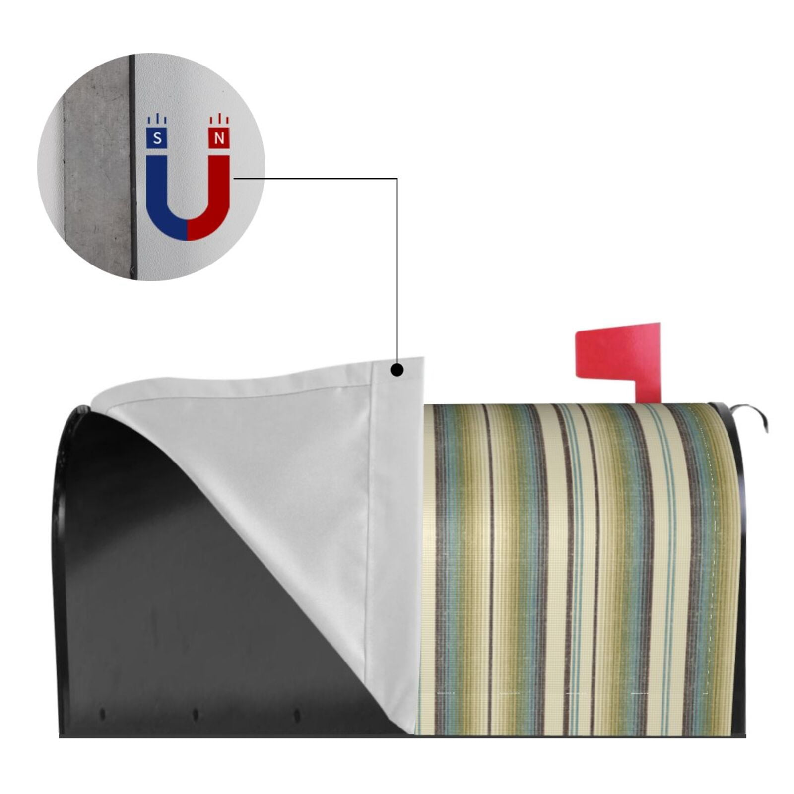 Xecao Colourful stripes for Mailbox Cover with Magnetic Strips, Waterproof and Sunscreen, Adds a Decorative Touch to Your Garden Yard-25.5x21 in
