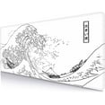 thumbnail image 2 of Great Wave XL Gaming Mouse Pad, White Minimalist Japanese Desk Mat, Cute Gamer Aesthetic Mousepad, Extended Mousepad, Non-Slip Rubber Base Lilac Desk Pad for Office-31.5 X 11.8 Inch, 2 of 7