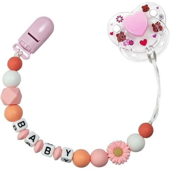 Pink Style Reborn Baby Dolls Pacifier Clips Accessories with Cute Magnetic Pacifier for Reborn Dolls Feeding Toy Accessories Set