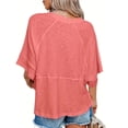 thumbnail image 4 of Mohiass Women's Summer Casual Crewneck Batwing Half Sleeve T-Shirts Solid Color Loose Fit Cute Basic Flowy Tops Tees Blouses Pink XL, 4 of 5