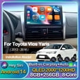thumbnail image 2 of Radio con Android 14 para coche, reproductor multimedia con navegación, estéreo, WIFI, 4G, 2DIN, DSP, para Toyota Vios Yaris 2013, 2014, 2015, 2016, 2 of 5