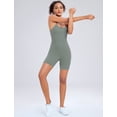 thumbnail image 7 of AGONVIN Women's Workout Spaghetti Strap Rompers Shorts Tummy Control One Piece Jumpsuit Matcha Green S, 7 of 7