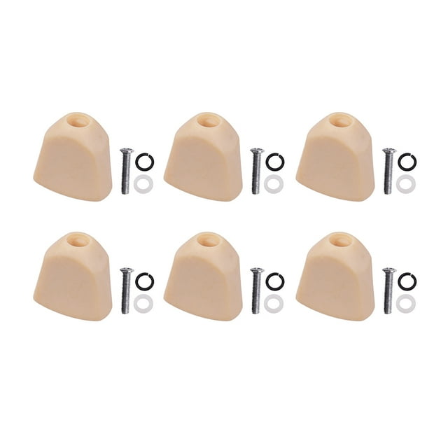 6PCS Tuning Peg Caps Poli Tuner Bouton Bouton Chaîne Poignée avec Vis Rondelle Pièces pour Guitares Acoustiques et Électriques Jaune