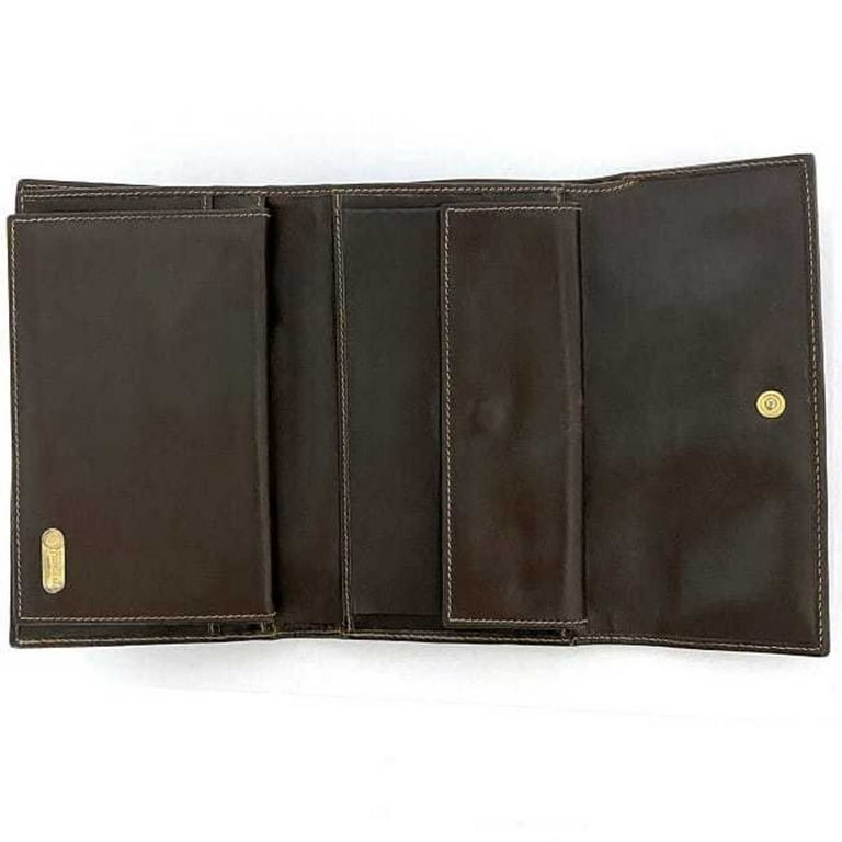 Pre-Owned FENDI Trifold Wallet Khaki Brown Zucca 2266 30858