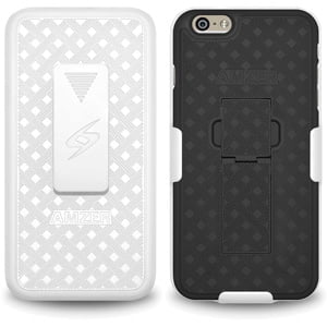 Bb Shell Set - Premium Shell Holster Combo Slim Shell Case Built in Kickstand + Swivel Belt Clip Holster for iPhone 6 Plus, iPhone 6s Plus - White/ Black