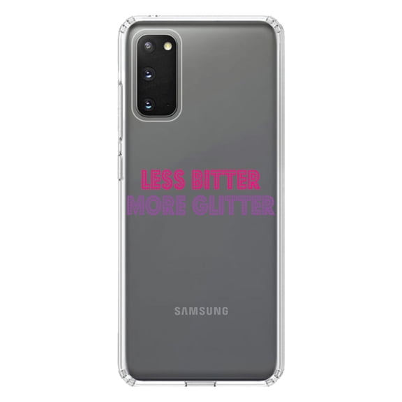 DistinctInk Clear Shockproof Hybrid Case for Galaxy S20 ULTRA / 5G (6.9" Screen) - TPU Bumper Acrylic Back Tempered Glass Screen Protector - Less Bitter More Glitter