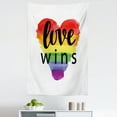 thumbnail image 1 of Inspirational Tapestry, Inspirational Gay Rights Slogan Love Wins on Watercolor Heart Shape Print, Fabric Wall Hanging Decor for Bedroom Living Room Dorm, 5 Sizes, Multicolor, by Ambesonne, 1 of 1