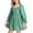 Mint Green, variant on Girls Puff Long Sleeve Ruffle Cuff Casual Dress, Solid Color Square Neck Elastic Waist A-Line Smocked Soft Breathable Sundress, Birthday Party Daily Wear Dresses for Girls 2-13 Years