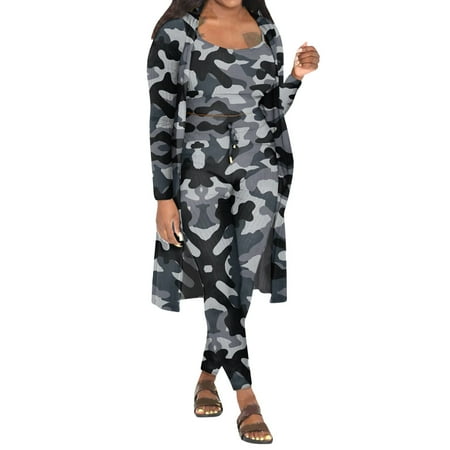 

QYZEU Yoga Pants Plus Size Maternity Rompers And Jumpsuits Fall Winter Women Stretchy Wear 2022 Prints 3 Piece Pants Set Ladies Ribbed Casual Three Pcs Outfits