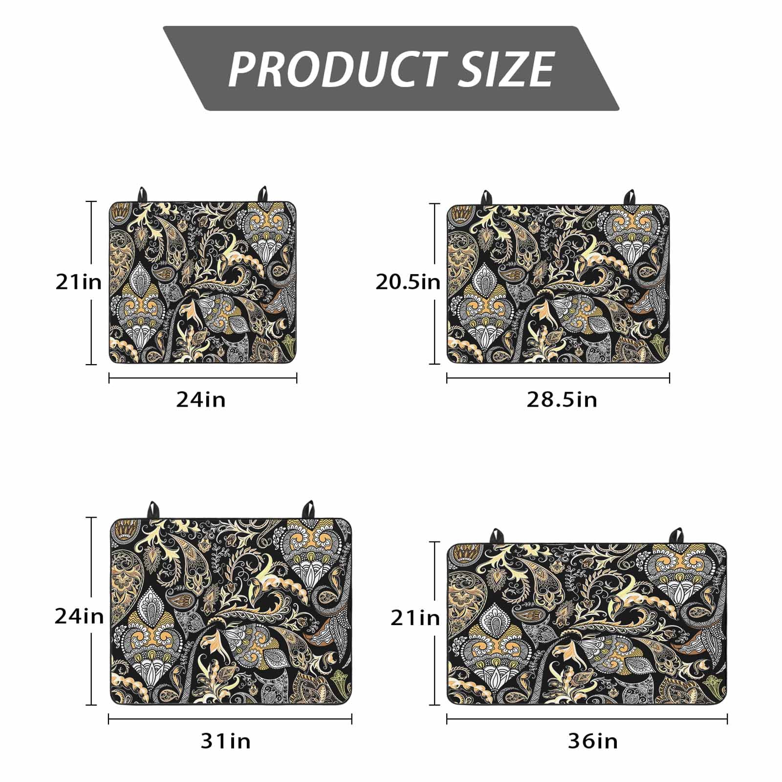 Black Floral Stove Top Cover for Electric Stove, Heat-proof & Non Slip Glass Top Stove Cover Protector, Boho Botanical Vintage Paisley Flower Kitchen Flat Cooktop Rubber Mat 24x21 Inches