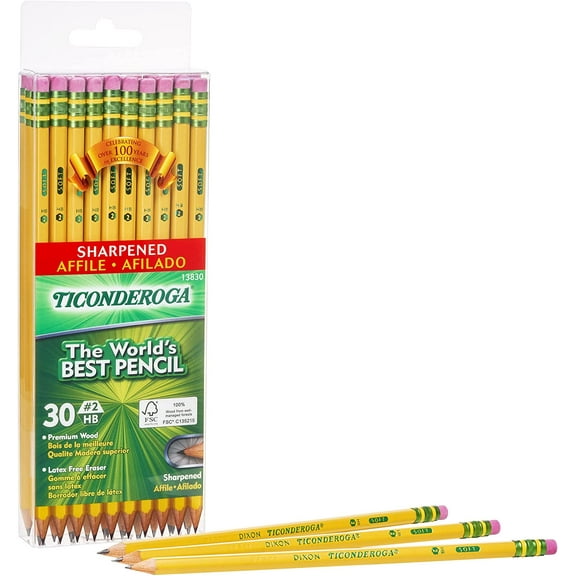 Pencils, Wood-Cased, Pre-Sharpened, Graphite #2 HB Soft, Yellow, 30-Pack (X13830)
