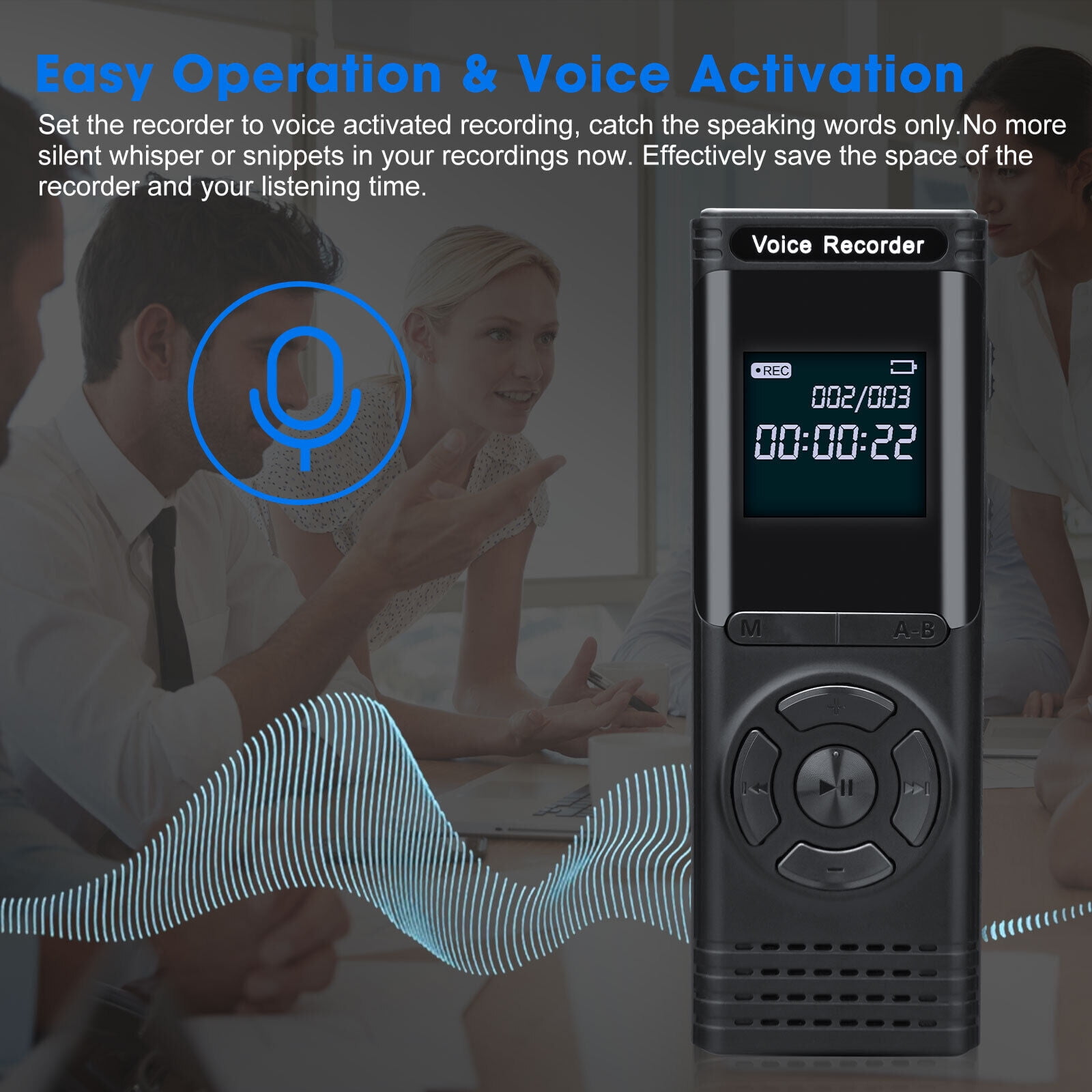 MP3 Player Voice Recorder with Playback, Portable Audio Recorder Dictaphone USB Charge