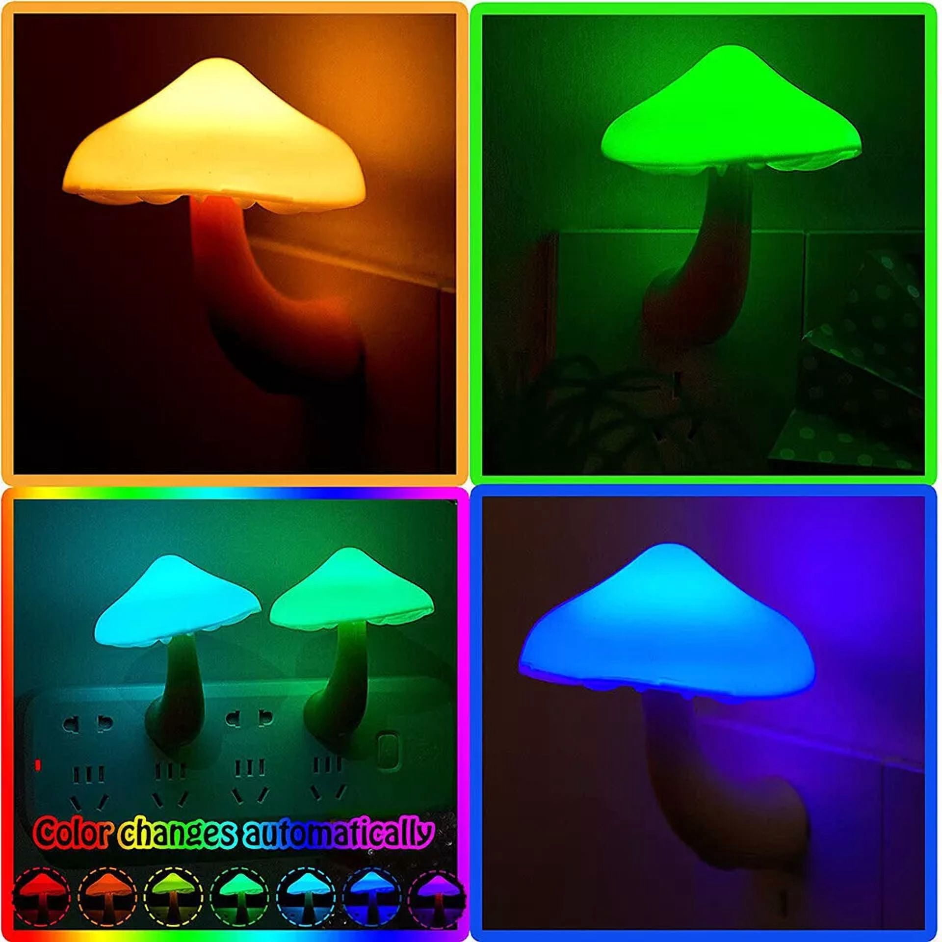3X Insert Led Bed Cute Mushroom Night Light Wall Light Baby Night Light For Kids