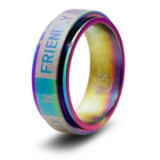 CritSuccess Attitude Dice Ring with 5 sided Die Spinner (Size 7.5 - Stainless Steel - Rainbow)