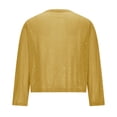 thumbnail image 6 of Girls Sequin Jacket Sparkly Glitter Open Front Cropped Blazer Lightweight 3/4 Length Sleeve Jacket Yellow 130, 6 of 7