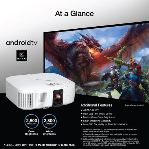 Restored Epson Home Cinema 2350 4K PRO-UHD 3LCD Smart Streaming Projector - (Refurbished)