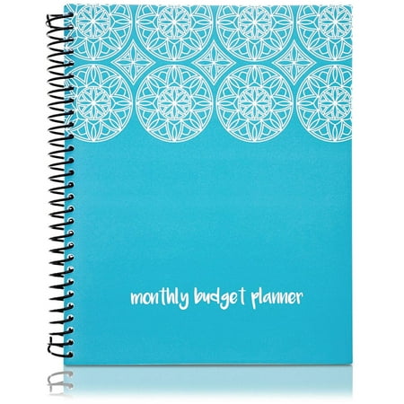 Paper Junkie Monthly Budget Organizer Planner Notebook with 24 Pockets for Receipts and Bills, Blue, 8 x 10
