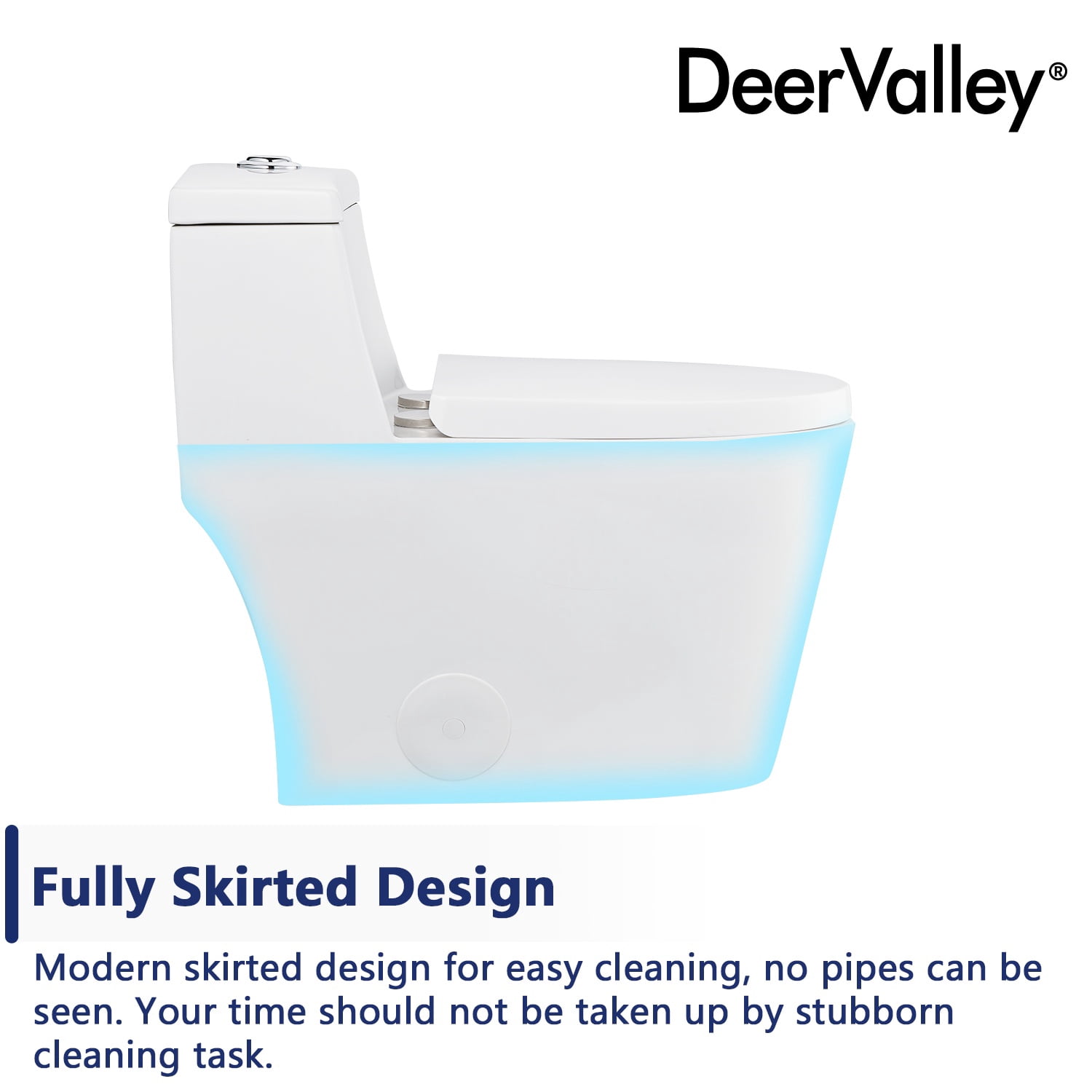 DeerValley Prism DV-1F52636 Dual-Flush Elongated One-Piece Toilet with Glazed Surface (Seat Included)