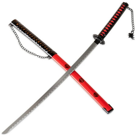 Armory Replicas Tethered Existence Katana | 39" Stainless Steel Blade, Chains & Tokugawa Crest, Red & Black