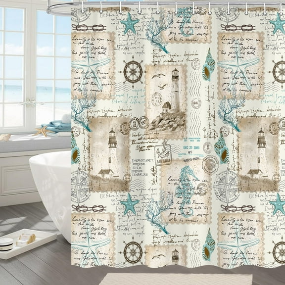 Drgilau Sealife Lighthouse Polyester Shower Curtain, 70" x 70" Waterproof