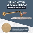 thumbnail image 6 of Wowow Wall Mount Single Handle 7-Spray Shower Faucet 1.8 GPM with 12 in. Round Shower Head and Handheld Shower in Gold, 6 of 6