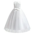 thumbnail image 2 of IBTOM CASTLE Little Big Girls Flower Tulle Dress Princess Pageant Wedding Birthday Party Formal Long Dance Evening Maxi Gown 11-12 Years White, 2 of 8
