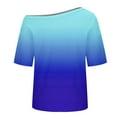 thumbnail image 5 of HomeDM Cold Shoulder Short Sleeve Tops Summer Loose Fit Shirts for Women Casual Vacation Tees Blouses S-2XL, 5 of 6