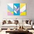 thumbnail image 2 of Elephant Stock Retro Geometric Abstract Xxiv Wall Art - Horizontal Multi Panel Canvas - Living Room Wall Decor - Abstract Multi Panel - White And Pink Decor - 74" x 48", 2 of 8
