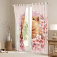 thumbnail image 3 of Erosebridal Milk Tea Capybara Blackout Curtains Set of 2 (52x84 Each) for Kid, Flower Window Curtains, 3 of 6
