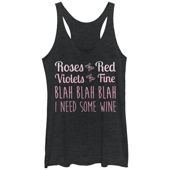 Women's Lost Gods Valentine Roses Are Blah Wine Racerback Tank Top Black Heather Large