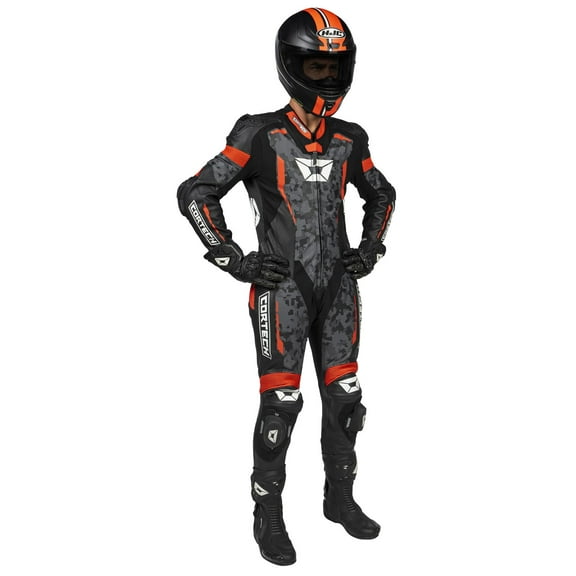 Cortech Sector Pro Air Mens Leather Motorcycle 1-Pc Suit Camo/Red SM