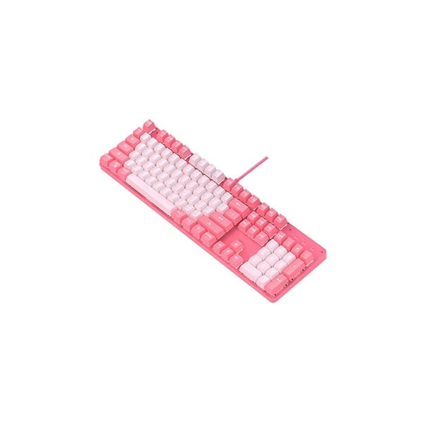 Teclado Rosa Y Blanco Para Juegos Teclado Mecánico De Eje Verde Teclado Redondo Para Juegos Punk Advancent EL014140-02