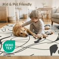 thumbnail image 4 of ODIKA 8'x10' Washable Area Rug Non-Slip Chair-Friendly Mat White Interlocking Lines With Modern Motif Abstract Black And Playful Expressive for Dining Room, Large Office, Lounge, 4 of 7