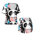 thumbnail image 5 of Picia Panda Cute Pink Hearts Pajamas Sets for Women Soft Short-Sleeved Pjs with Lounge Shorts Two Piece Sleepwear-XX-Large, 5 of 9