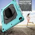 thumbnail image 6 of iPad 10.2-inch 2020/2019 Case with Soft Screen Protector, Dteck 3 in 1 Hybrid Rugged Shockproof Kickstand Case with 360 Rotating Hand Strap, Shoulder Strap for iPad 8th Gen/iPad 7th Gen, Mint/Black, 6 of 6