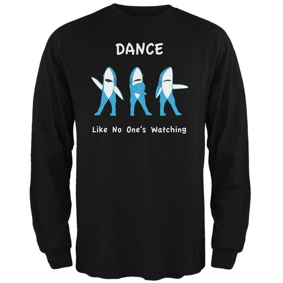 Halftime Left Shark Dancing Black Adult Long Sleeve T-Shirt - Medium