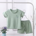thumbnail image 3 of Zshosam Baby Boy Shorts Sets Summer Toddler Baby Boy Clothes Set Unisex Outfits Solid Short Sleeve Tops Shorts 2PCS (Green,90), 3 of 7