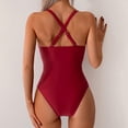 thumbnail image 3 of baikeli Women Tummy Control One Piece Swimsuits Strap Push Up Bathing Suits High Waist Mesh Lace Patchwork Swimwear Twist Front Cutout Ruched Swimwear Beachwear Wine,XL, 3 of 8