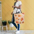 thumbnail image 6 of Open Top Canvas Tote Bag with Zipper Reusable Shopping Bag 13.5x15" Roomy Carryall Orange Autumn Leaves Pattern, 6 of 9