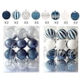 thumbnail image 2 of Champagne Blue Textured Christmas Ornament Set Shatterproof Printed Hanging Baubles for Christmas Tree Decor, 2 of 9
