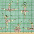 thumbnail image 2 of Ambesonne Ballet Fabric by the Yard Microfiber, Ballerinas in Various Poses, 5 Yards, Seafoam Pale Pink Cream, 2 of 4