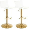 thumbnail image 3 of Acrylic Bar Stools Set of 2, Clear Seat Metal Gold Base Barstools, Adjustable 360° Swivel Modern Bar Stool for Kitchen Island, Dining, Bar, Pub, 3 of 14
