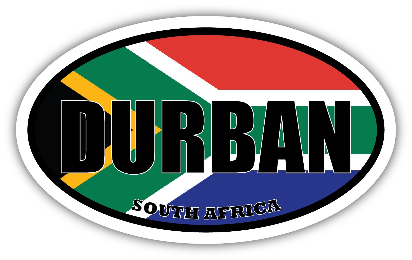 Durban South Africa Flag Oval Decal Vinyl Bumper Sticker 3x5 inches
