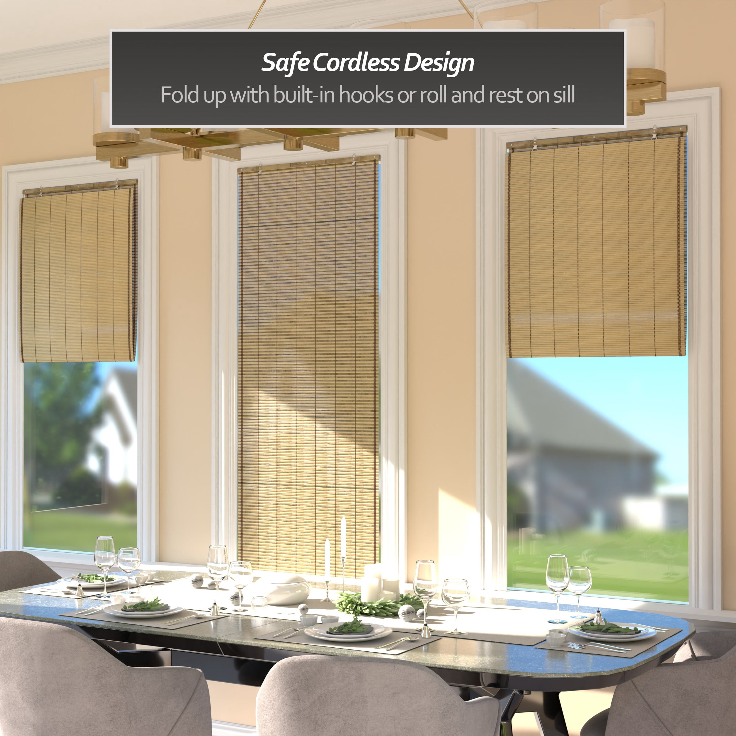 Red Lantern Burnt Bamboo Cordless Window Shade - Tortoise 24" W